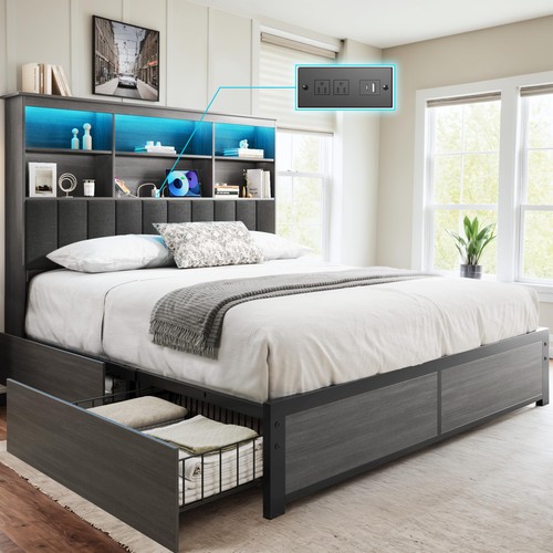 Queen bed frame - bed, w/